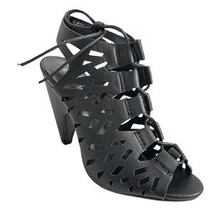 Chinese Laundry Faux Leather Black Lace Up Block Heels